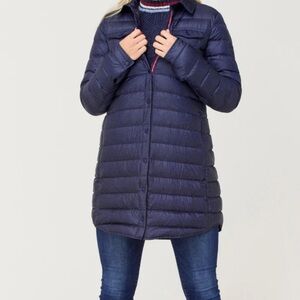 Krimson Klover Annie Long Down Shacket Women's Navy Quilted Coat